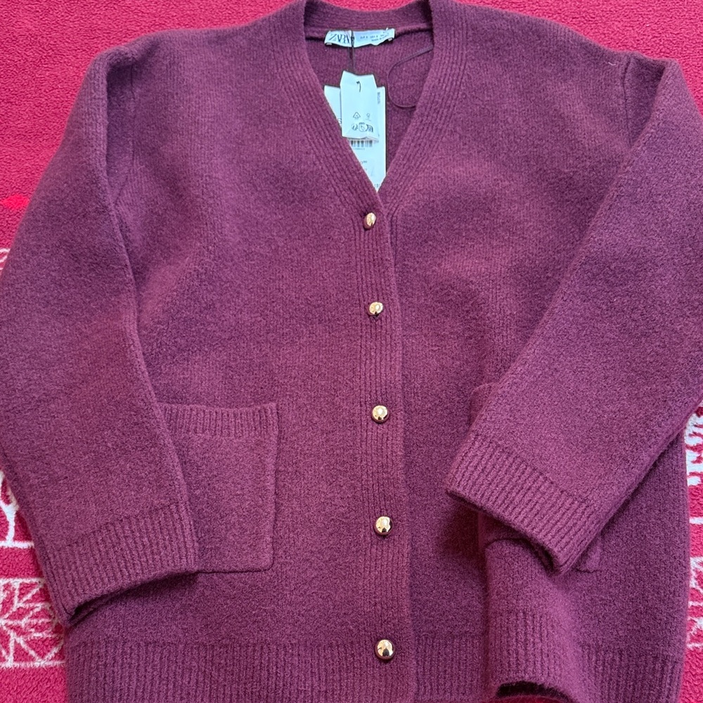 Zara gold button Cardigan Sweater